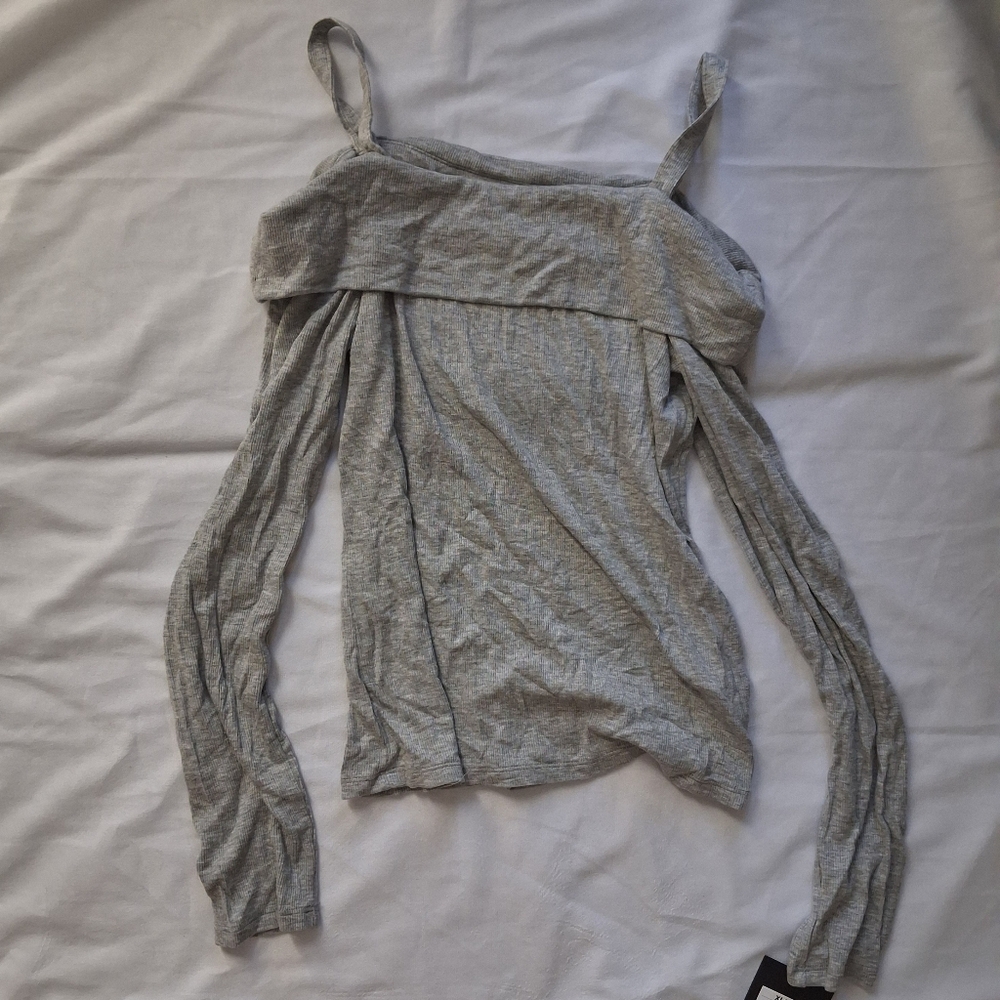 Gray Off-Shoulder Girl's Top